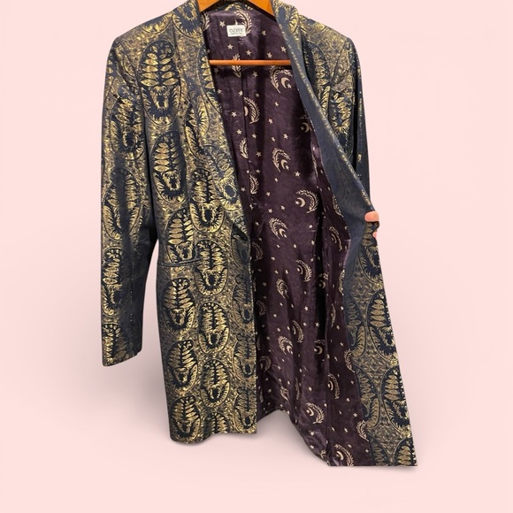 ozbek Jackets & Blazers - Creepy whimsigoth vintage 90s baroque celestial moon Ozbek lux long blazer Italy